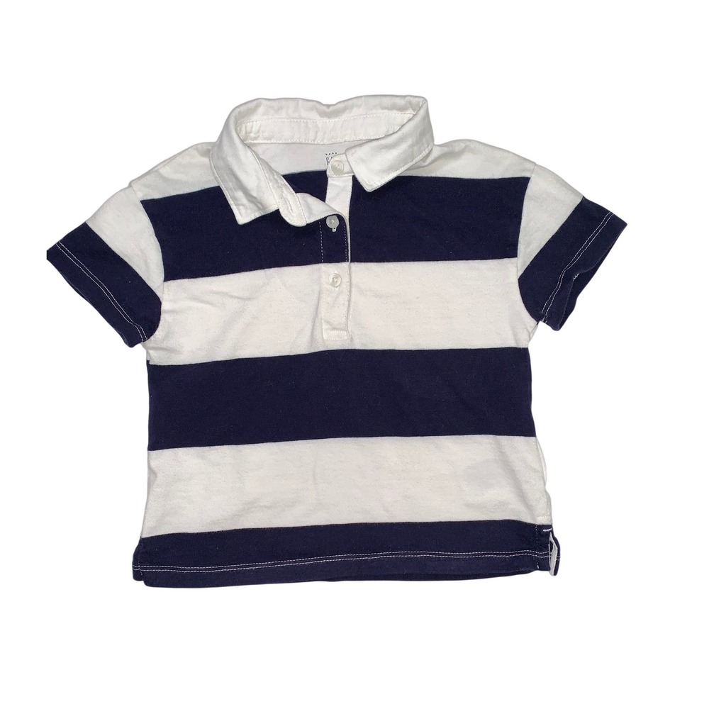 Baby Gap Toddler‎ Boys Rugby Prep Top Navy Blue White Striped Polo Shirt Size 4T